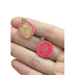GENERICO - Collar + Medalla San Benito enchape oro modelo Rosado FUERTE