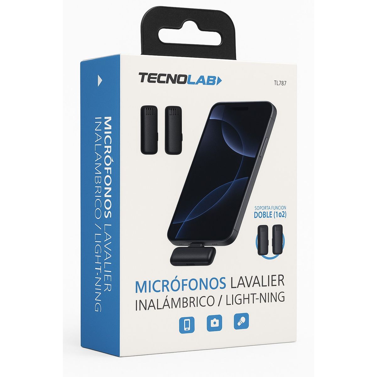 TECNOLAB - Kit 2 Micrófonos Lavalier Con Caja LTNG Tecnolab TL707