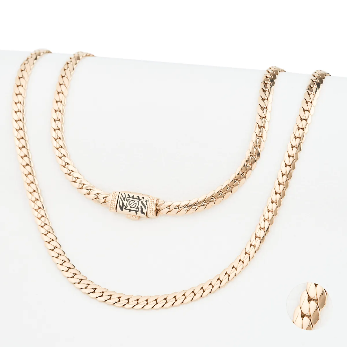GENERICO - Cadena Oro Laminado 18k tejido Serpiente Lisa 6mm45cm broche cebra exclusivo