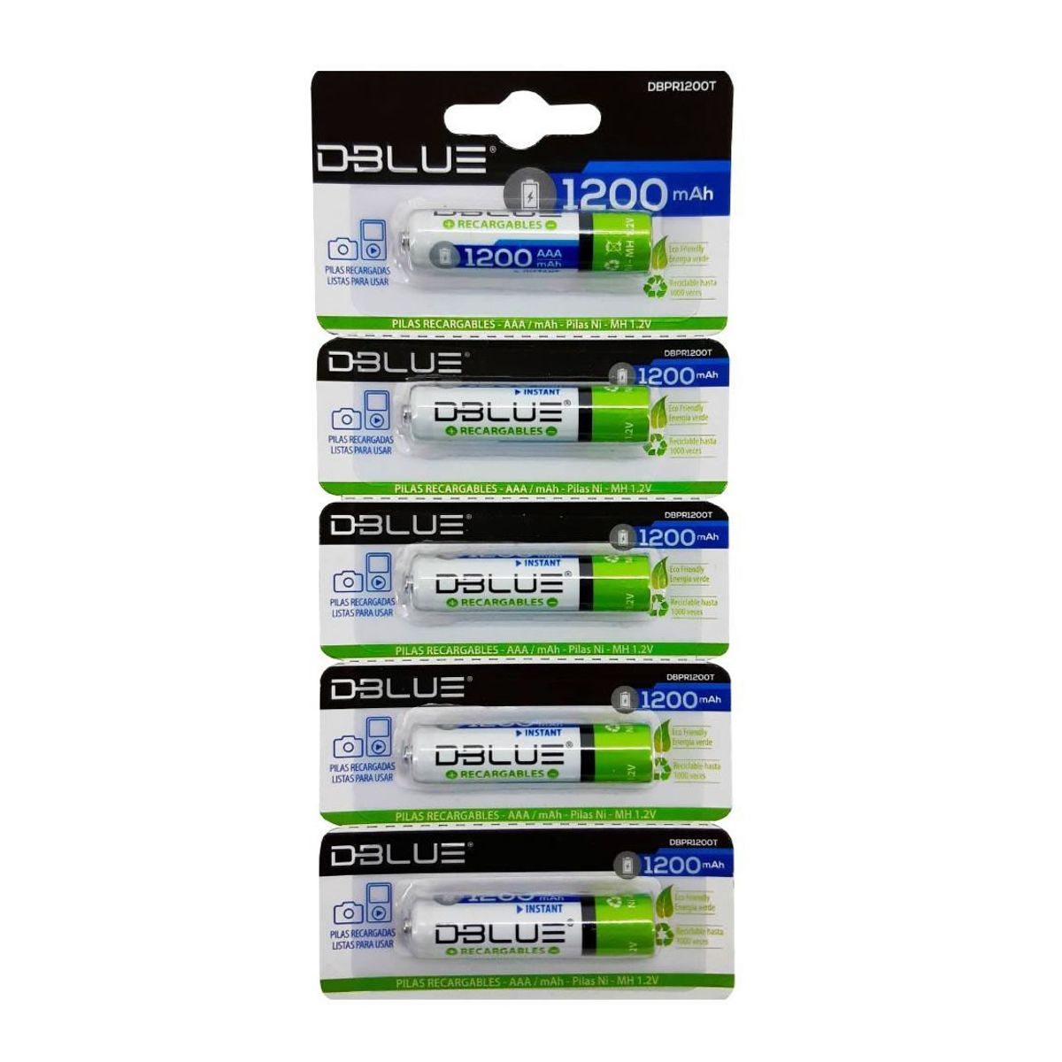 DBLUE - Pack 5 Pilas Recargables AAA Dblue 1200mha