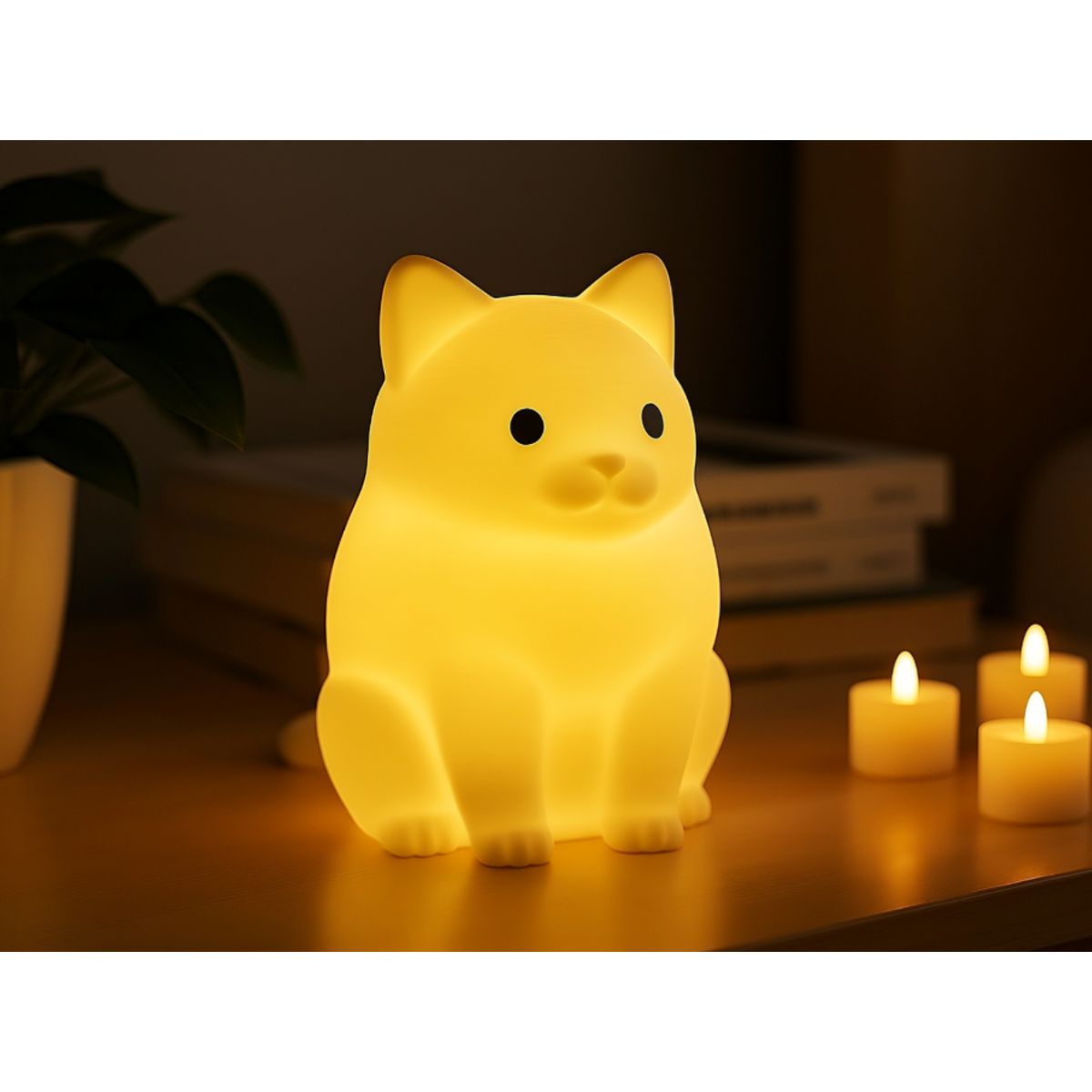 GENERICO - Portavelas LED con forma de Gato