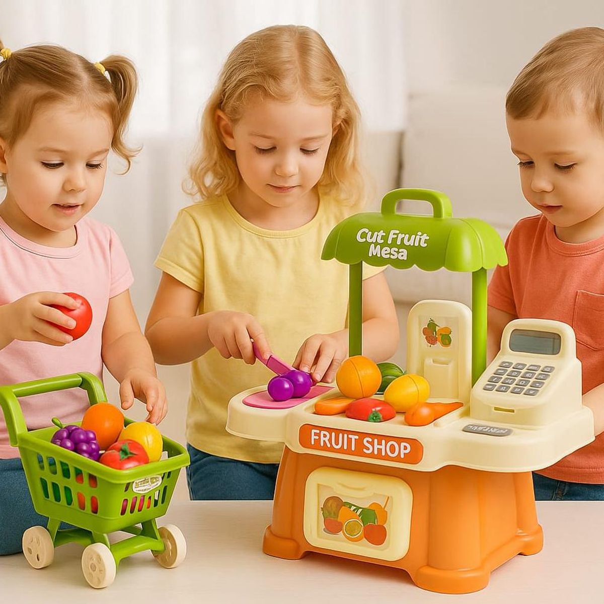 GENERICO - Puesto De Frutas De Juguete Con Carrito 30 Piezas