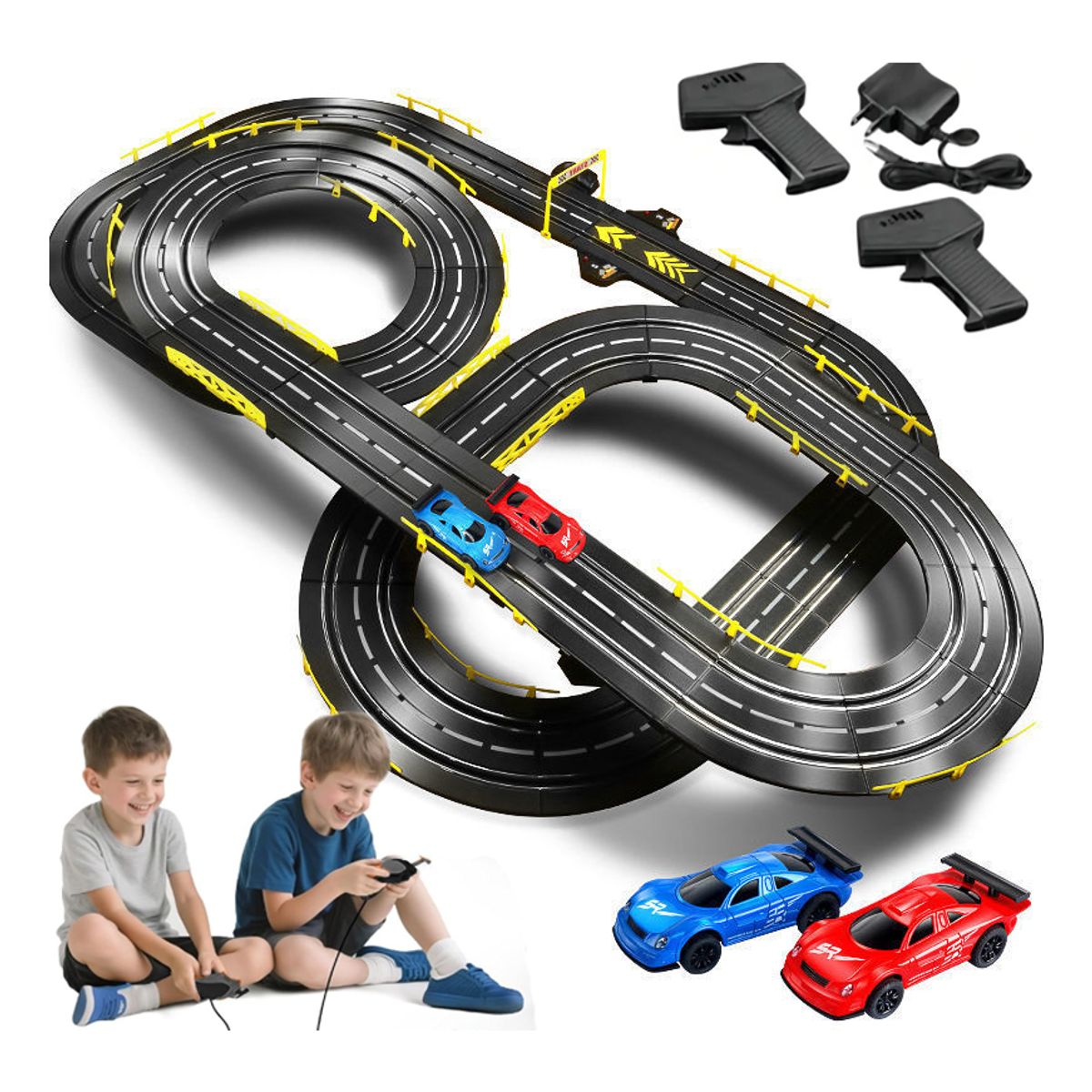 EVERSO - Pistas De Carreras De Auto Eléctricos Con 2 Autos Para Niños