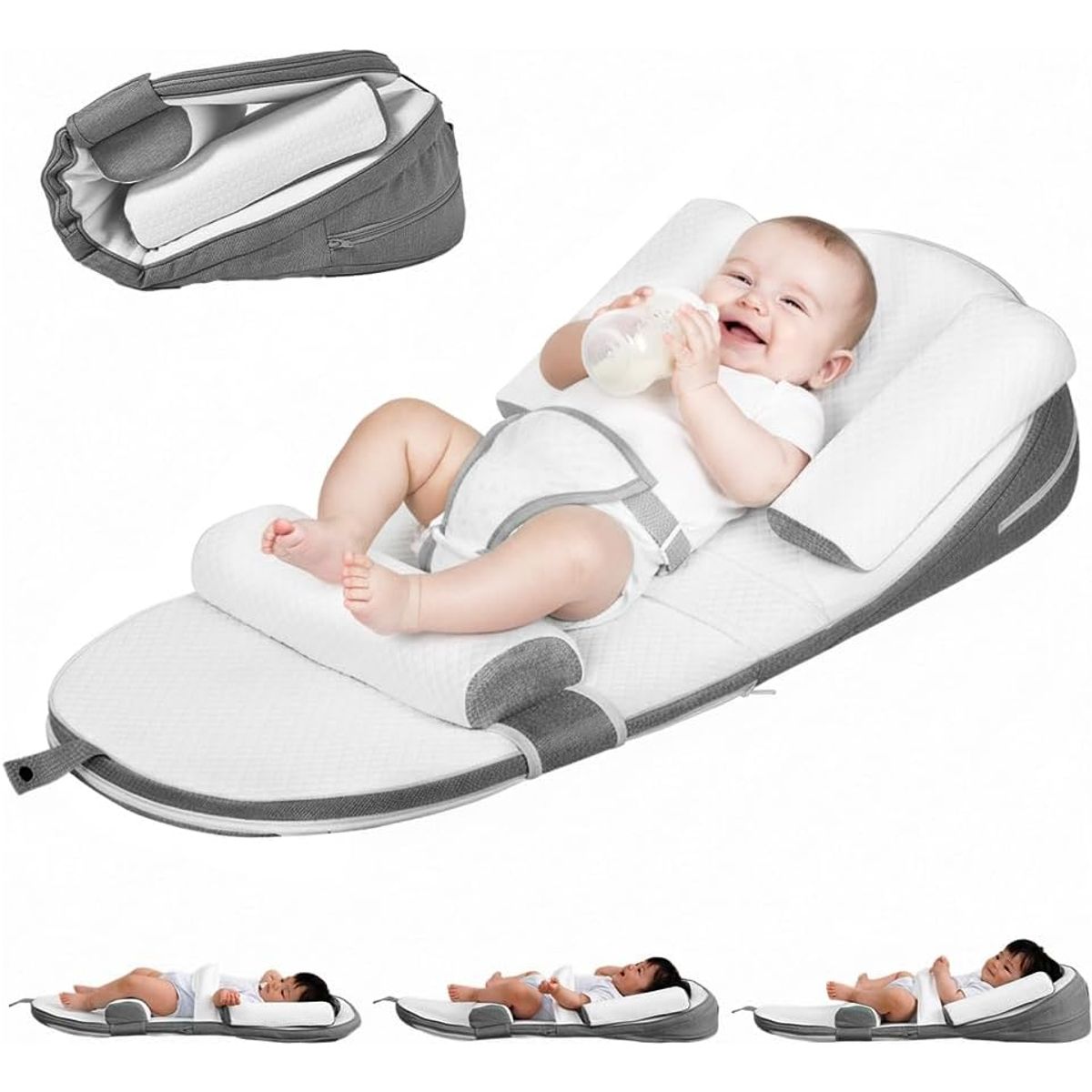 EVERSO - Cojín Antireflujo Bebé Ergonomico Viscoelastico Con Cinturon