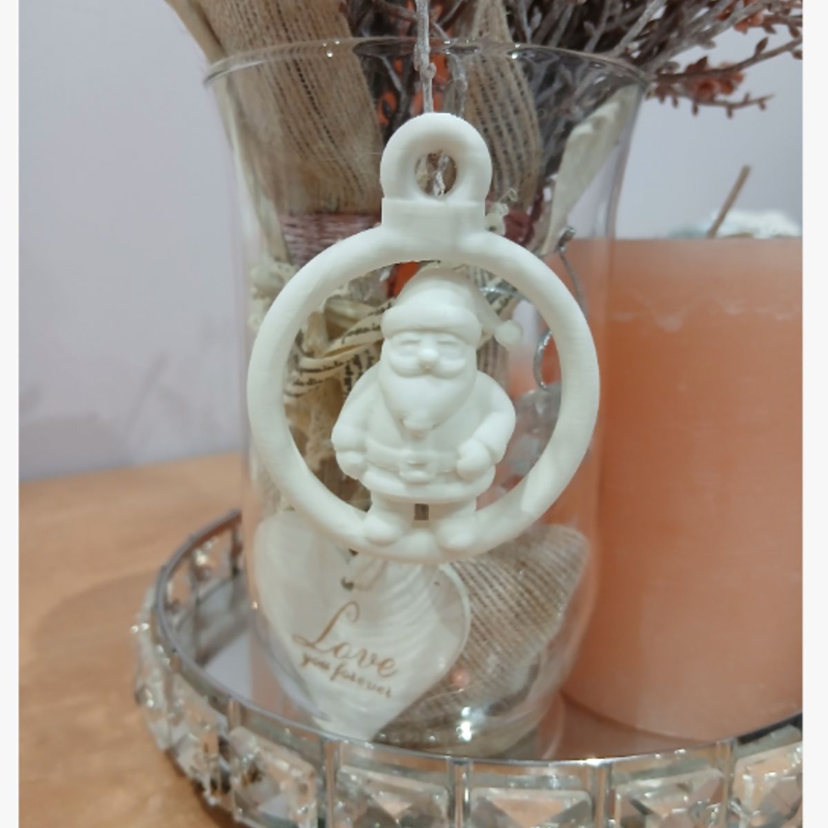 GENERICO - Adorno para el árbol de Navidad- Santa Claus Circular