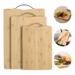 EVERSO - Set 3 Tabla De Cortar Cocina De Bambú Para Carne Y Verduras