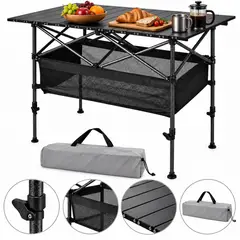 EVERSO - Mesa Plegable Para Camping Portatil Multiuso Exteriores Negro