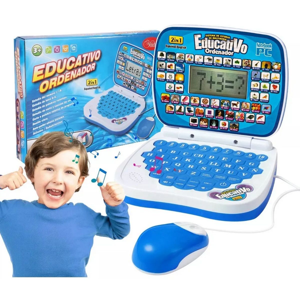 GENERICO - Mini Computador De Juguete Ordenador Educativo azul