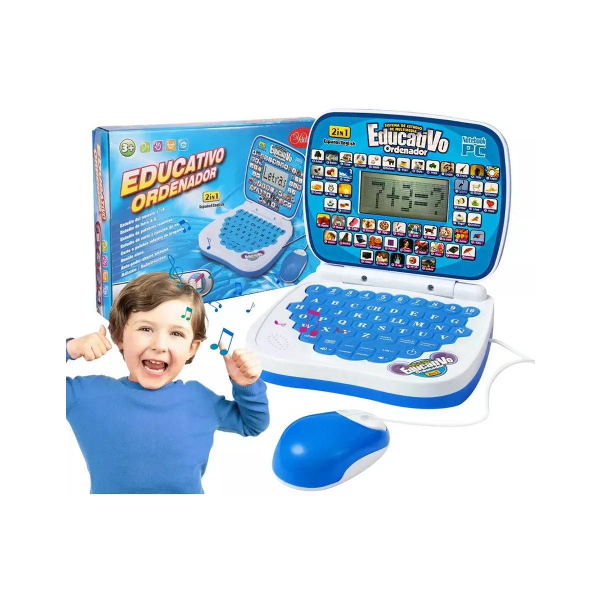 GENERICO - Mini Computador De Juguete Ordenador Educativo azul