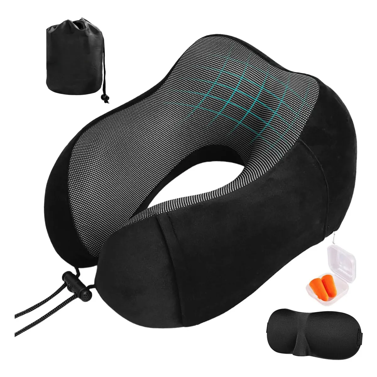 EVERSO - Cómodo Almohada De Viaje Espuma De Memoria Cojín Para Cuello