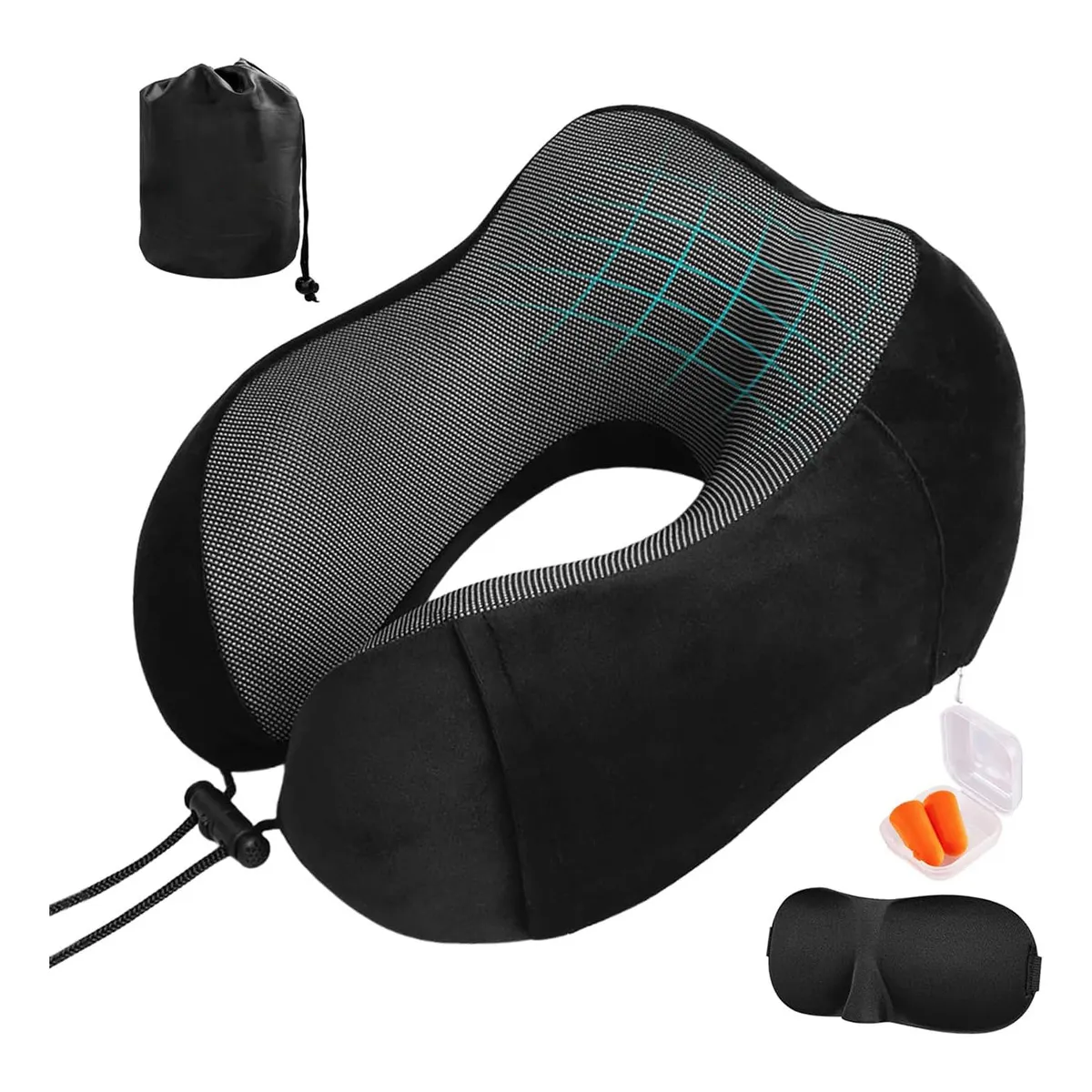 EVERSO - Cómodo Almohada De Viaje Espuma De Memoria Cojín Para Cuello