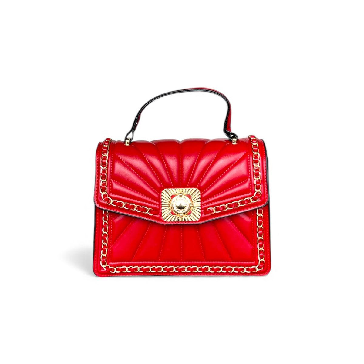 GENERICO - Cartera Mujer Cadenas Ecocuero Con Correa Ajustable Bandolera