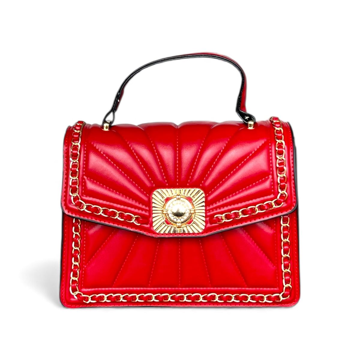 GENERICO - Cartera Mujer Cadenas Ecocuero Con Correa Ajustable Bandolera