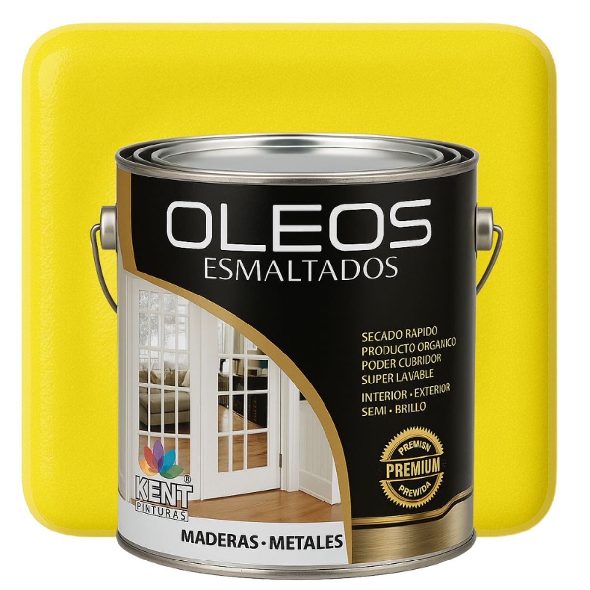 KENT - OLEO ESMALTADO PREMIUM - MULTISUPERFICIES - GALON Amarillo Limón