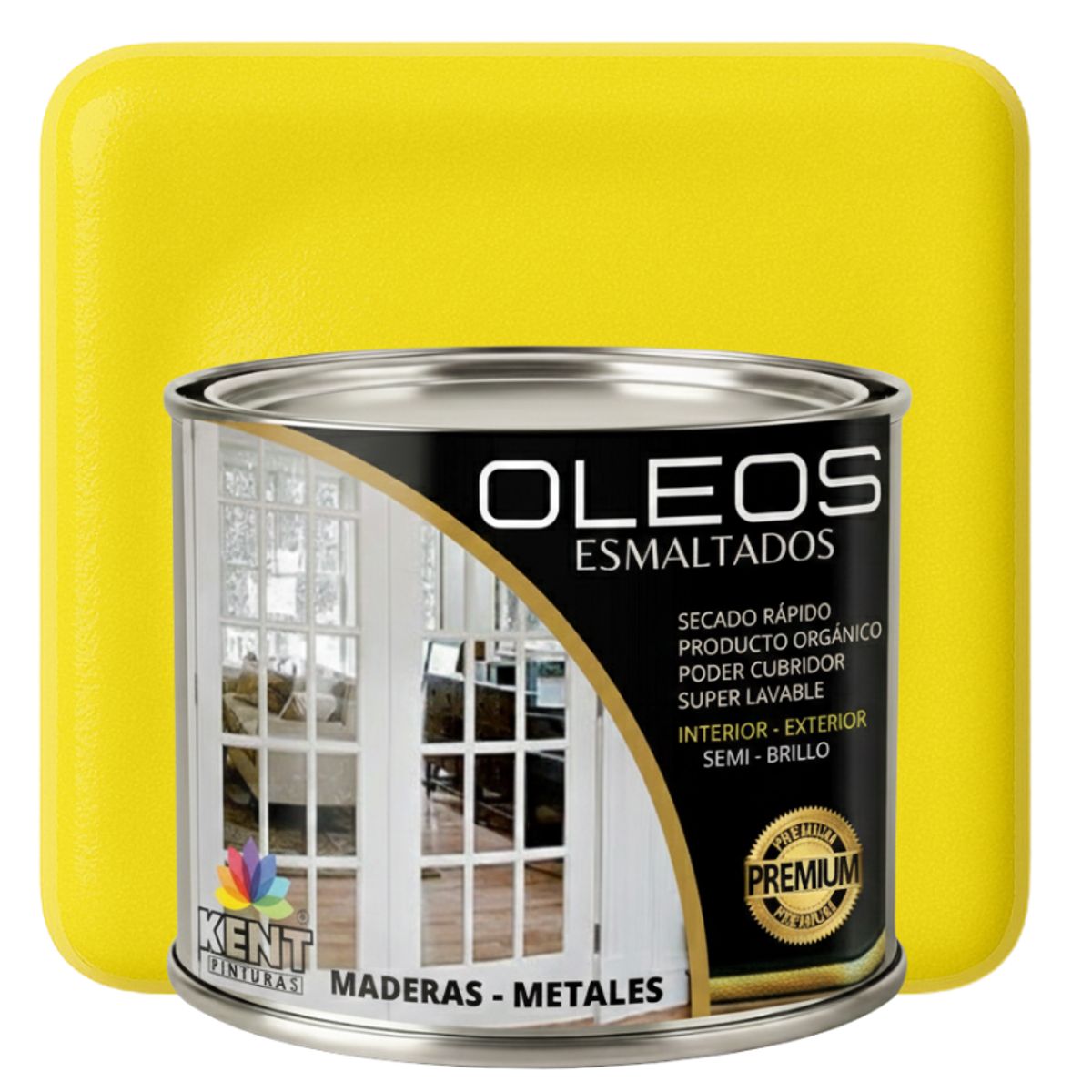 KENT - OLEO ESMALTADO PREMIUM - MULTISUPERFICIES - MEDIO GALON Amarillo Limón
