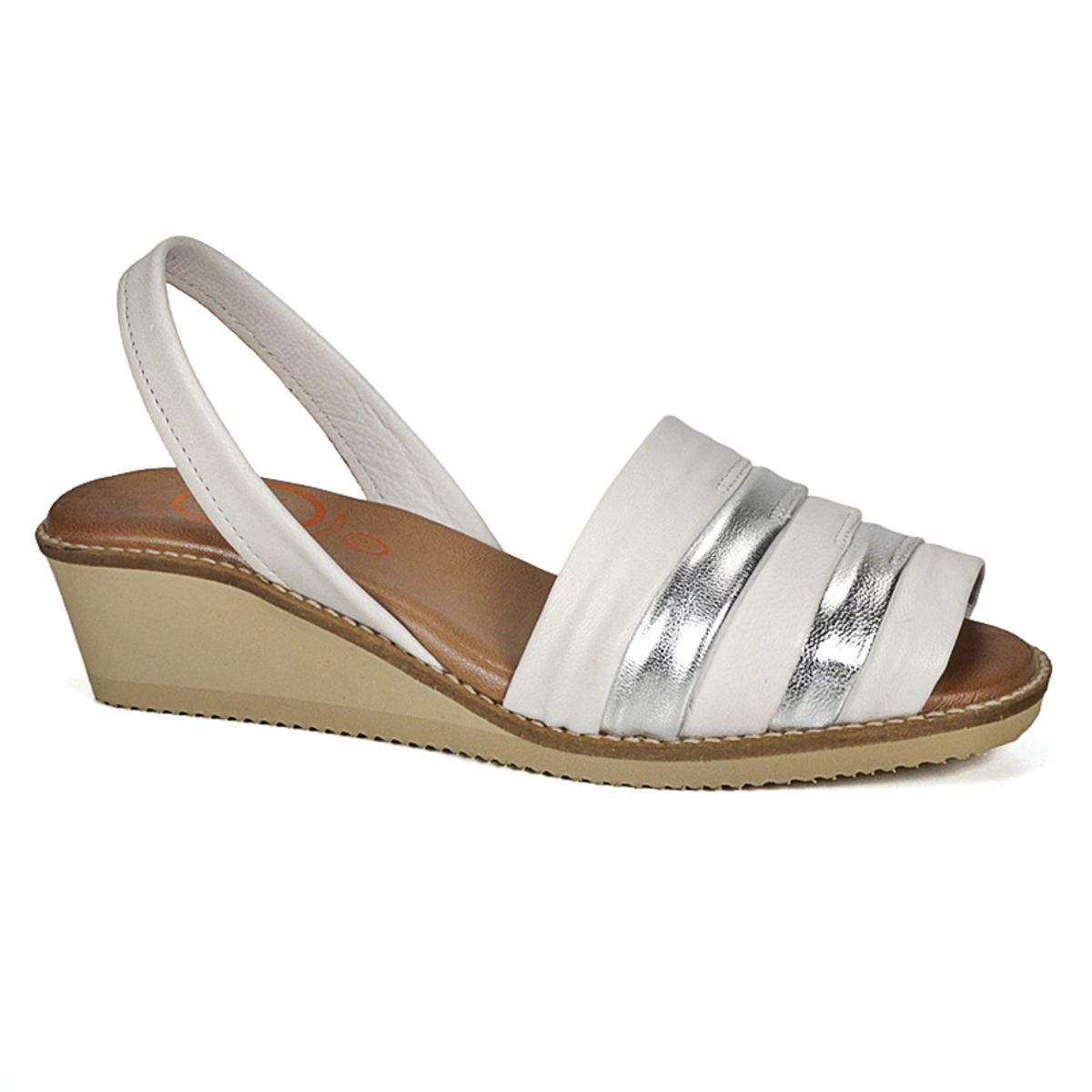 LOLA CANALES - Sandalia Cuero Charmiane Blanco Plata LOLA CANALES