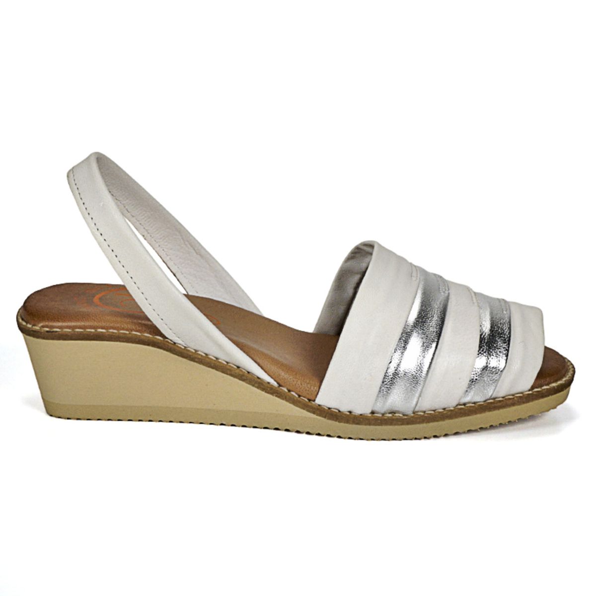 LOLA CANALES - Sandalia Cuero Charmiane Blanco Plata LOLA CANALES