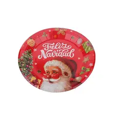 GENERICO - Platos de carton navideños 18cm 6pcs