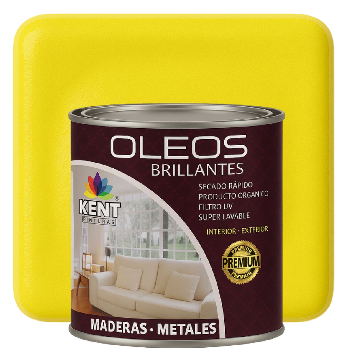 KENT - OLEO BRILLANTE PREMIUM - MULTISUPERFICIES - OCTAVO GALON Amarillo Limón