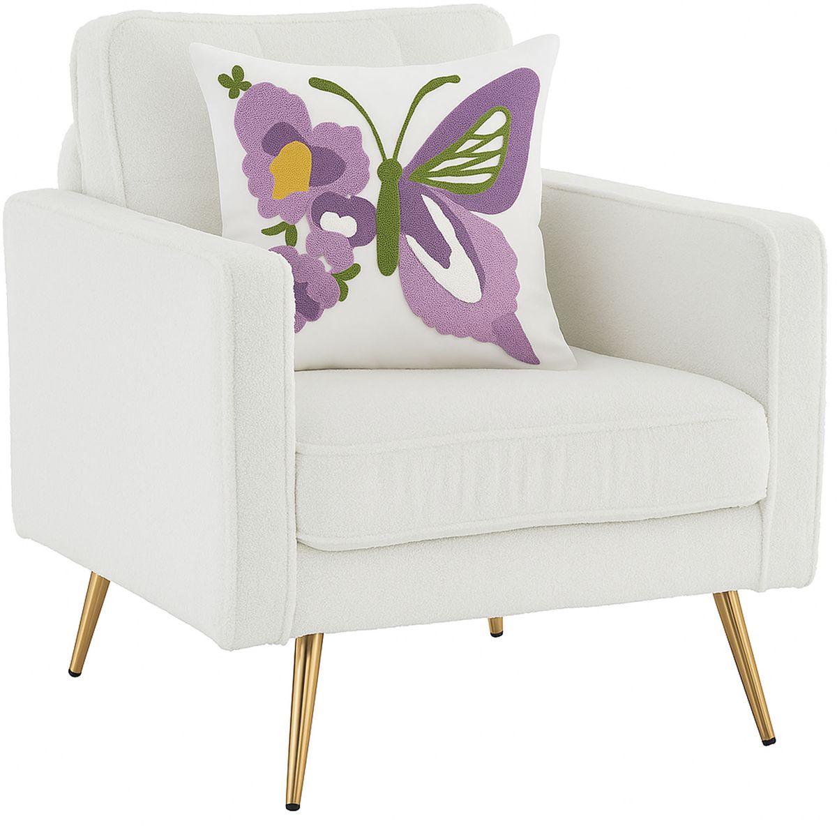 DECORACION CREATIVA - 1 Cojin Bordado Mariposa Lila + Relleno