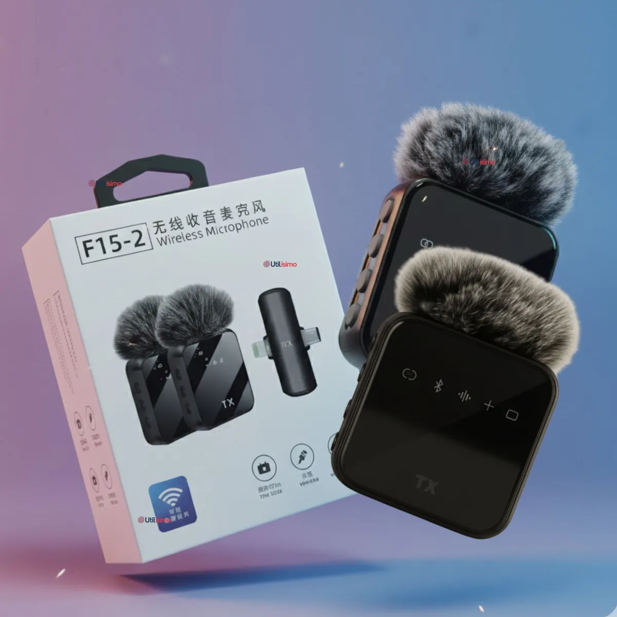 LINE - Pack 2 Micrófonos Inalámbrico 3 En 1 Para Celular iPhone Android Profesional Lavalier