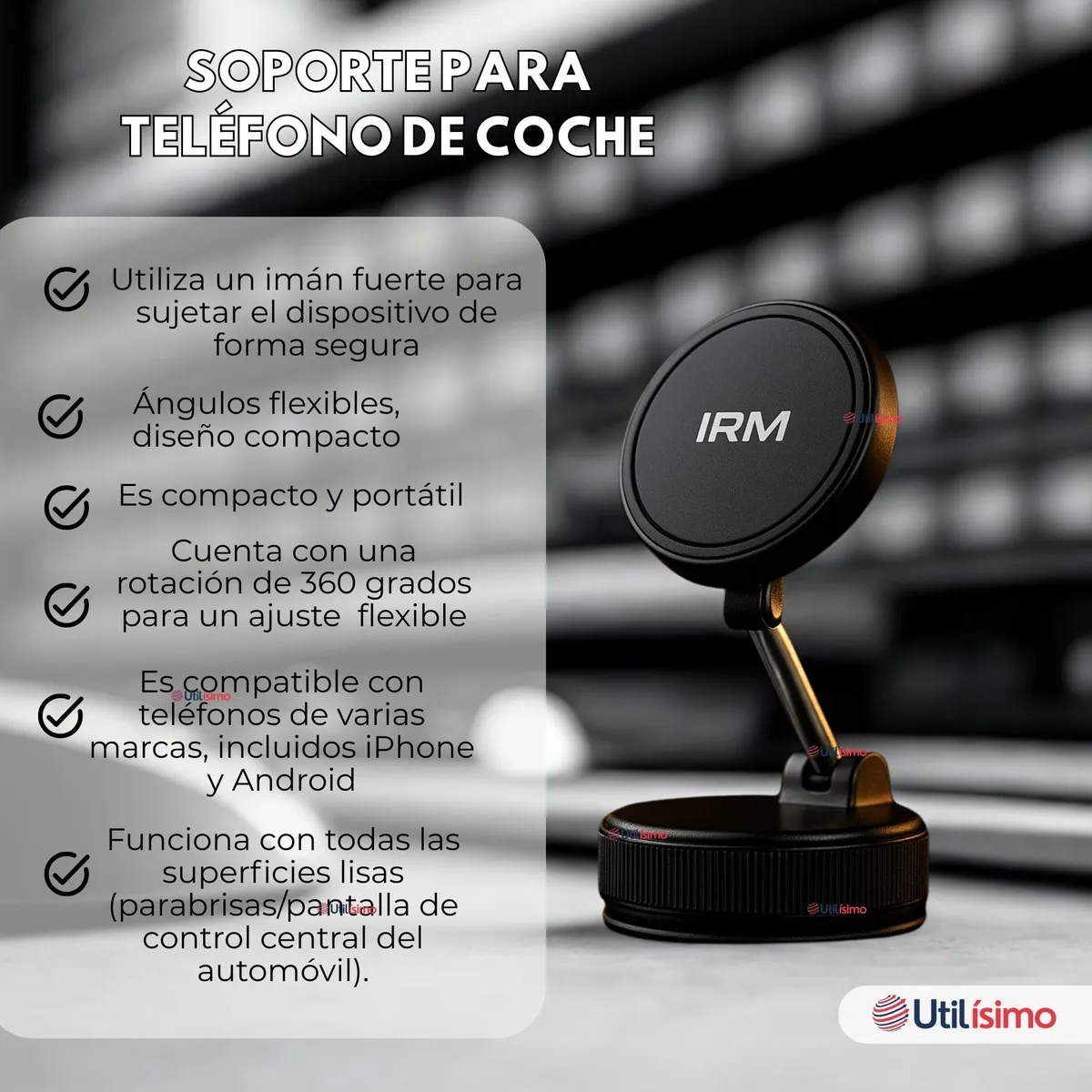 LINE - Soporte De Auto Celular Magnético Iphone Android Negro