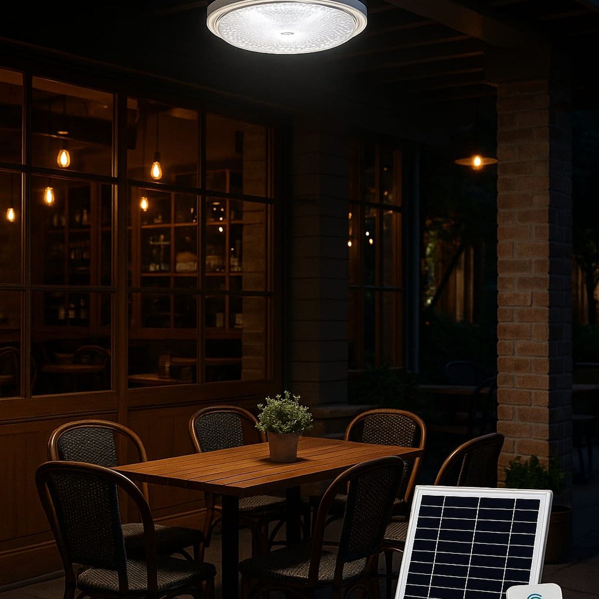 GENERICO - Lámpara LED Solar de Techo 150W con Panel Solar y Control Remoto IP65