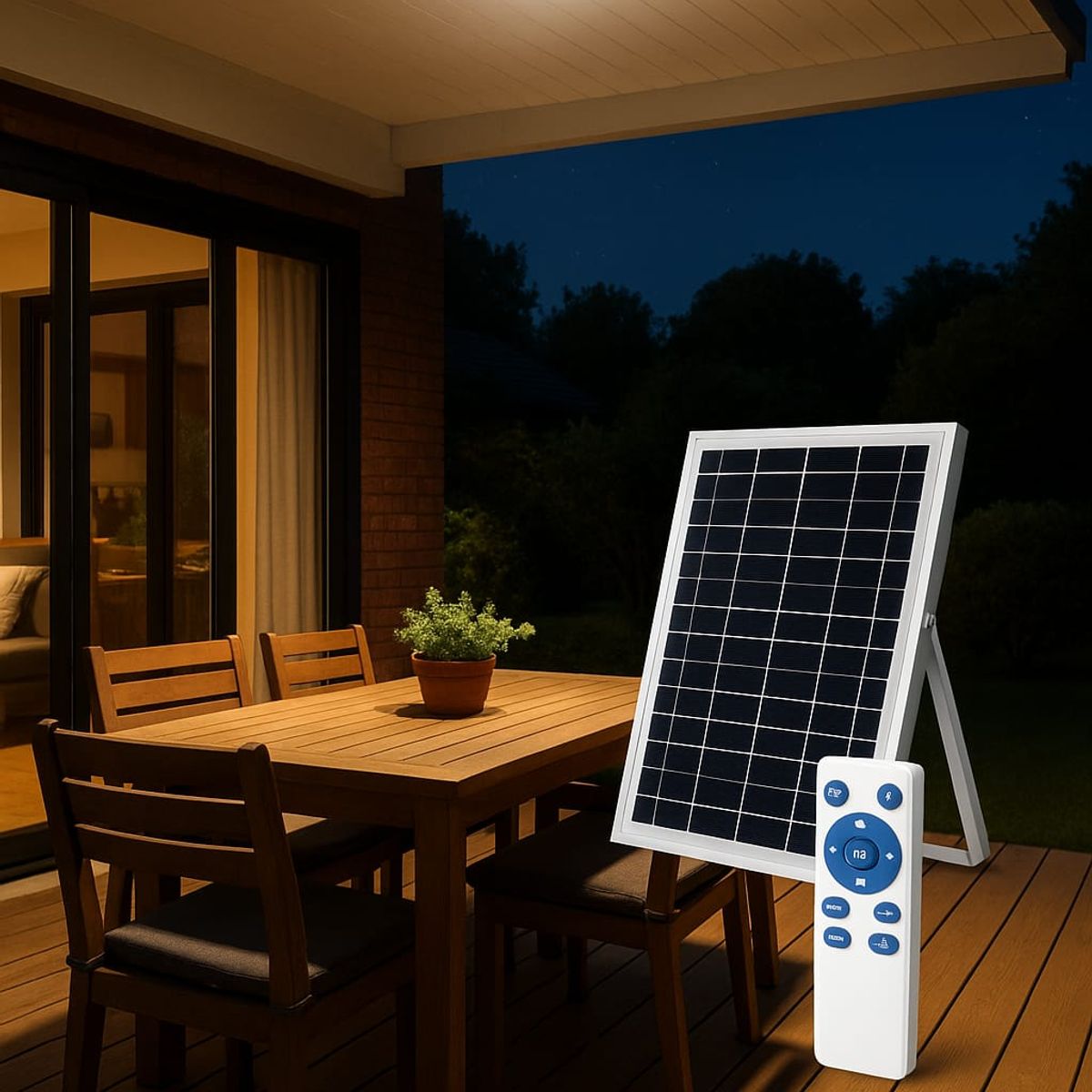 GENERICO - Lámpara LED Solar de Techo 150W con Panel Solar y Control Remoto IP65