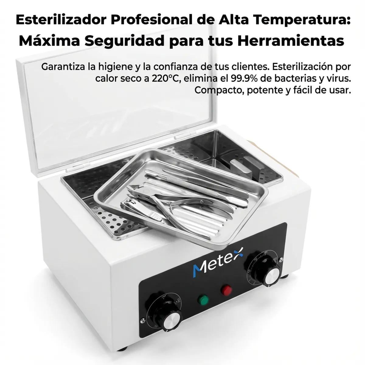 METEX - Esterilizador Metálico De Alta Temperatura De 300 W