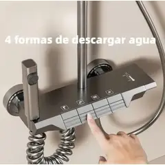 GENERICO - Ducha Columna Moderna 4 Funciones Llave Botones Baño Acero