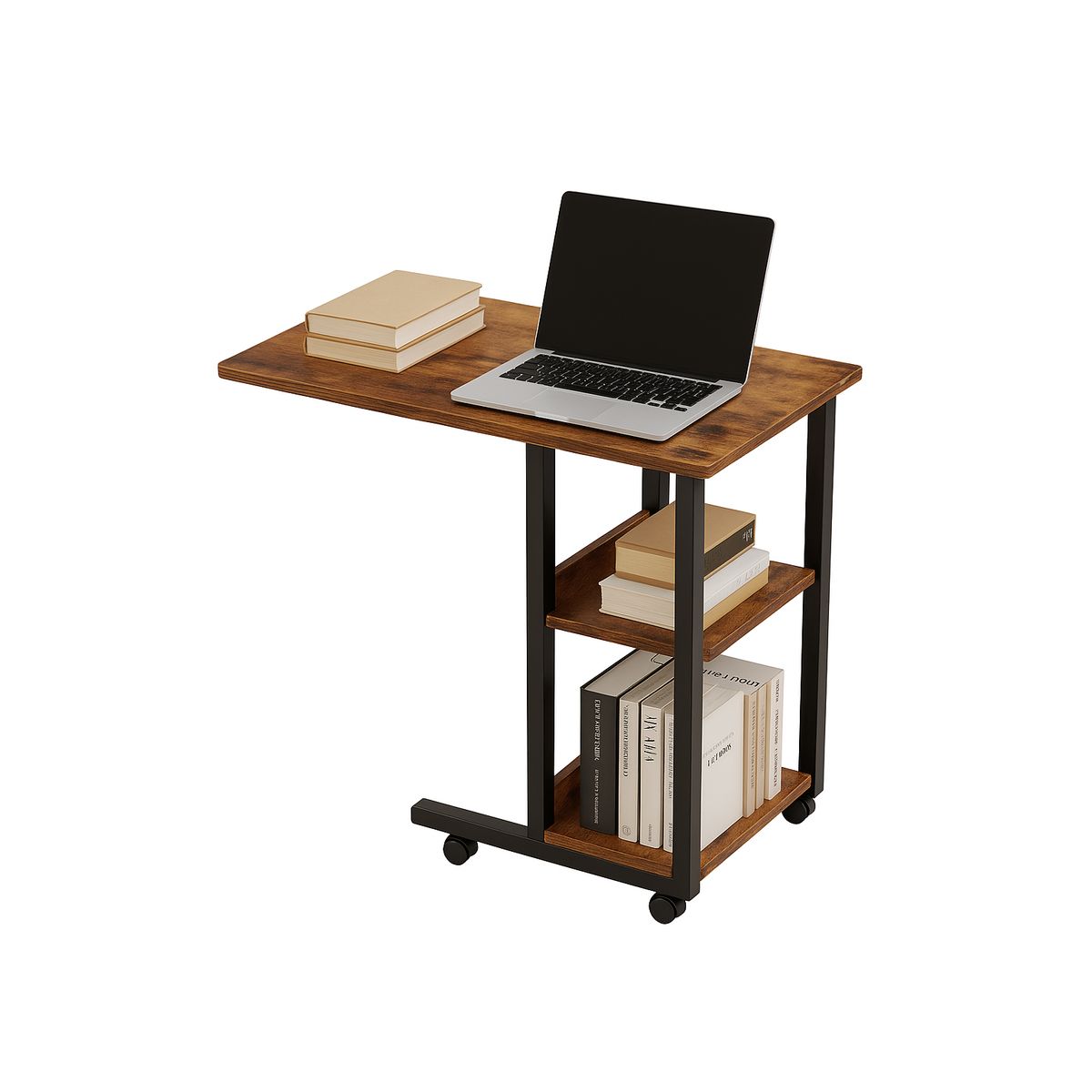 GENERICO - Mesa Auxiliar Cama Con Ruedas Madera Escritorio Lateral Walnut