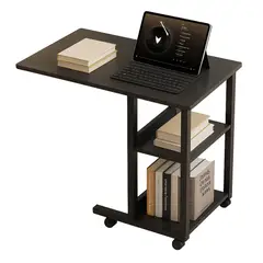 GENERICO - Mesa Auxiliar Cama Con Ruedas Madera Escritorio Lateral Negro