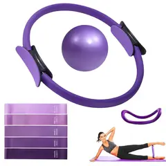 KUANGYE - Set De Yoga Y Pilates Aro Bandas Balon 8 Pcs Fitness