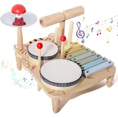 KUANGYE - Set Musical Infantil De Madera Batería Xilófono Para Niños