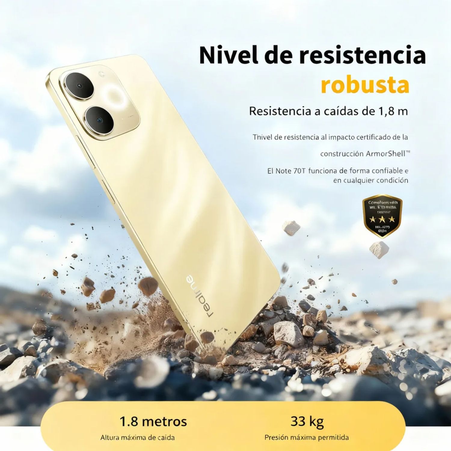 REALME Cellphone realme Note 70T 8GB 256GB Oro-RMX5313 | falabella.com