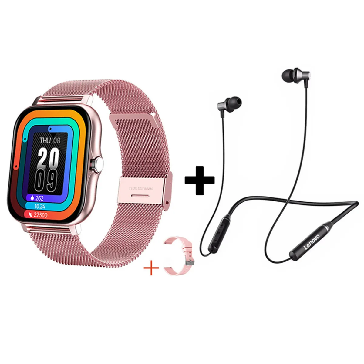 LENOVO - Audífonos Bluetooth Lenovo HE05 y Reloj Inteligente Y13 - Rosa