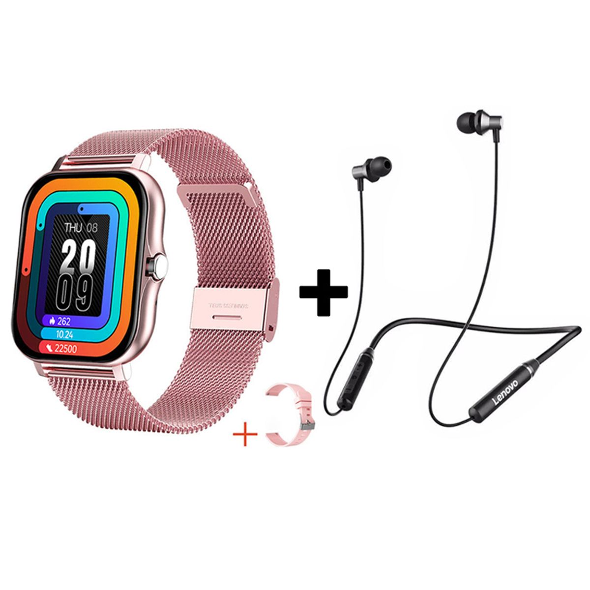 LENOVO - Audífonos Bluetooth Lenovo HE05 y Reloj Inteligente Y13 - Rosa