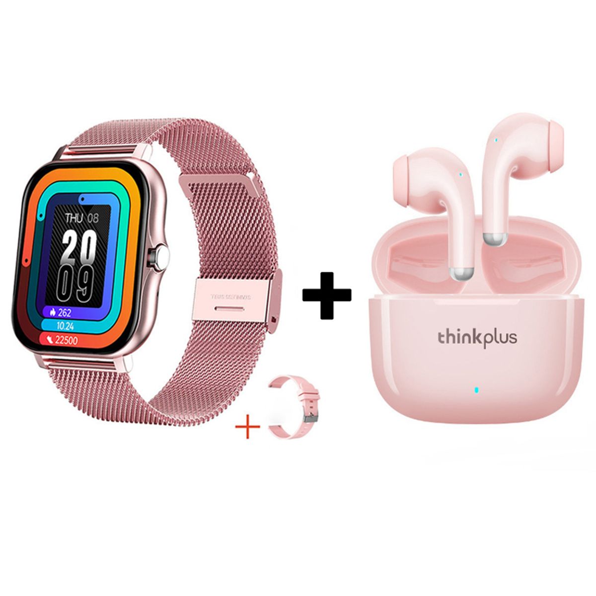 LENOVO - Audífonos Bluetooth Lenovo LP40 PRO y Reloj Inteligente Y13 - Rosa