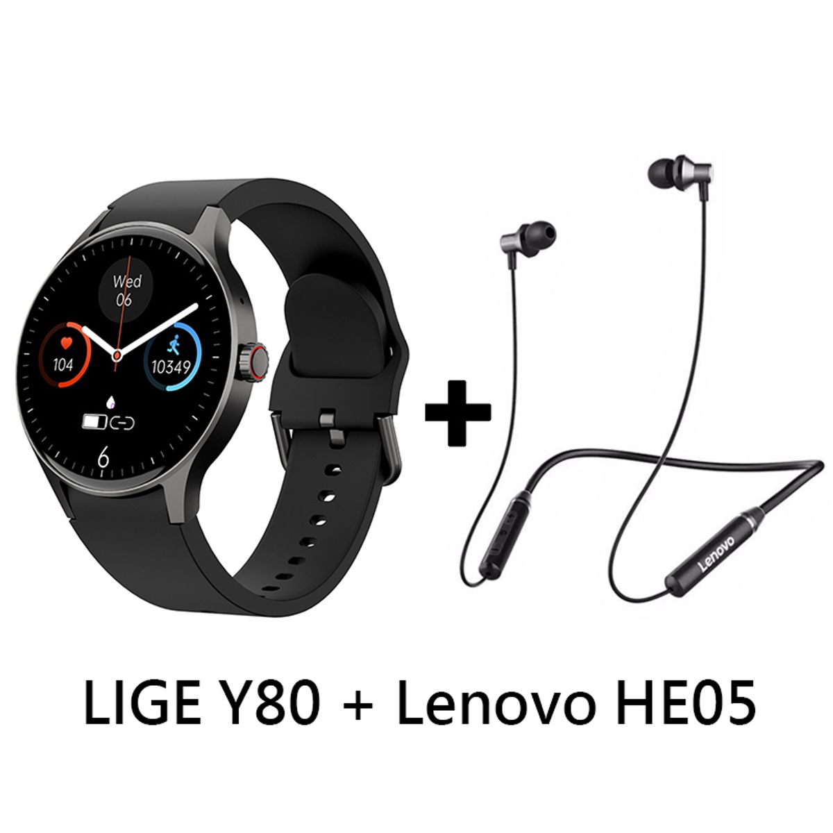 LENOVO - Audífonos Bluetooth Lenovo HE05 y Reloj Inteligente Smart Watch Y80