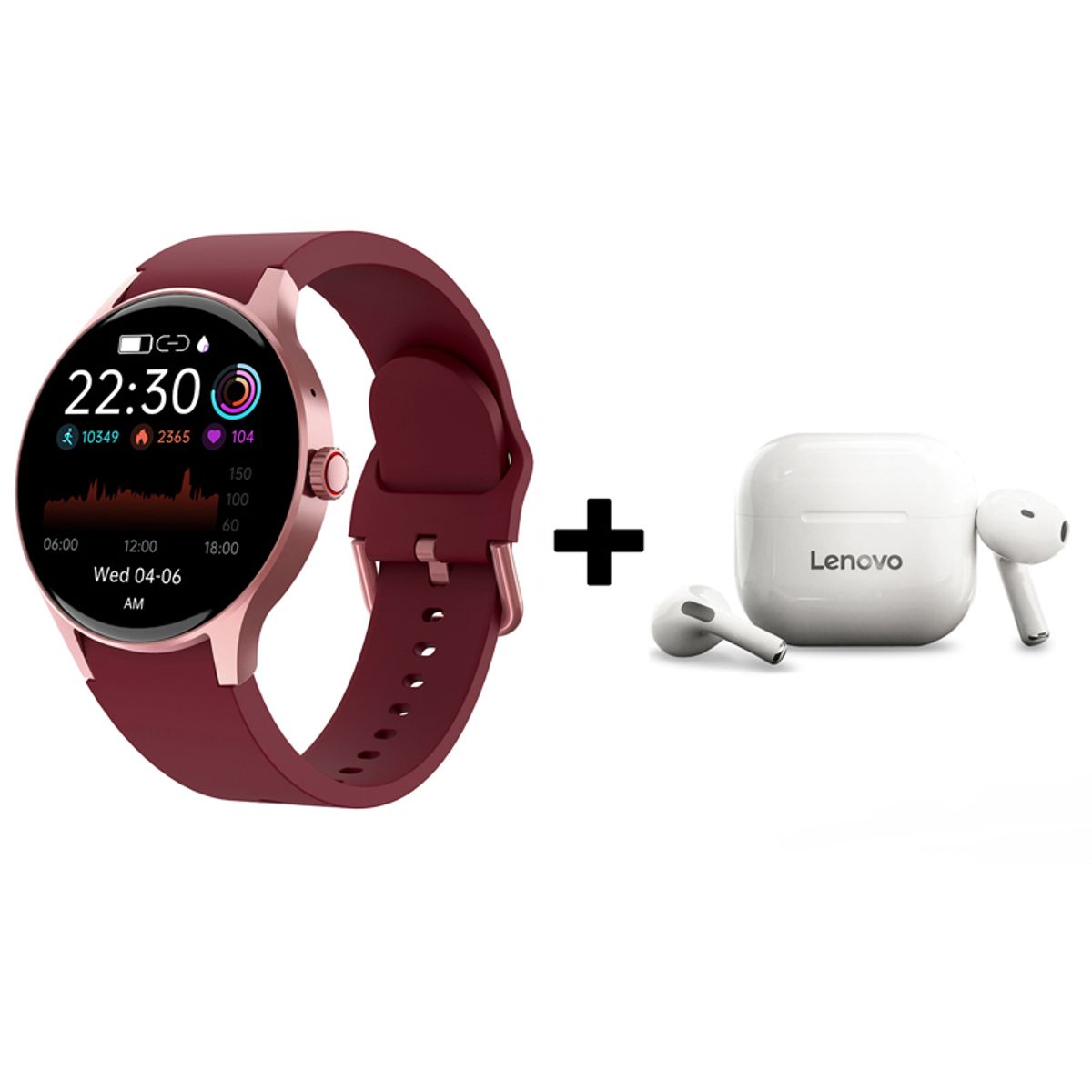 LENOVO - Audífonos Bluetooth Lenovo LP40 y Reloj Inteligente Smart Watch Y80
