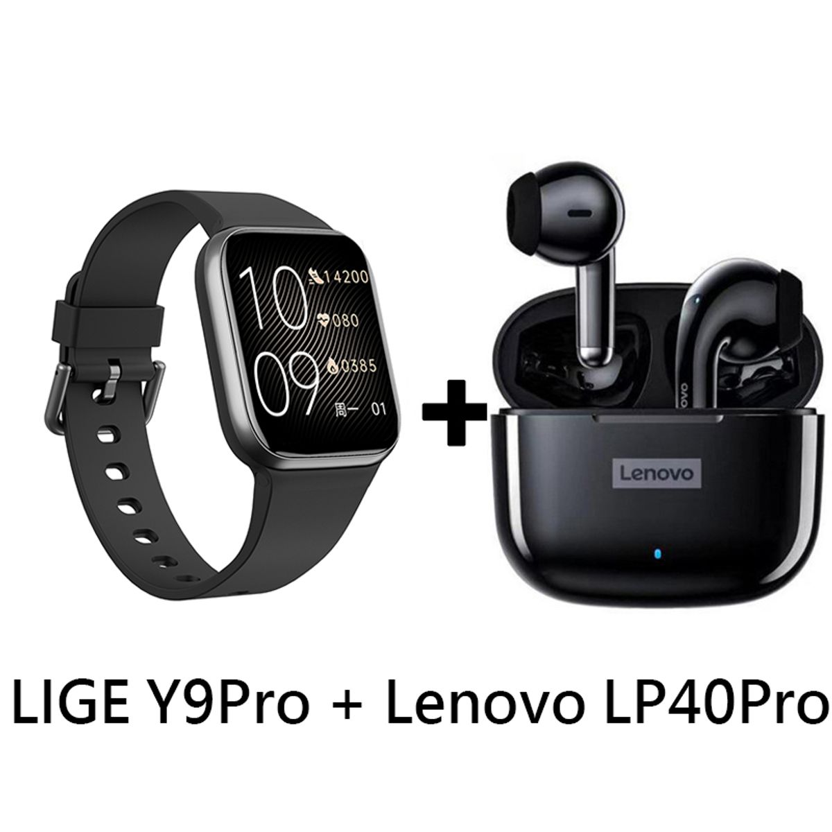 LENOVO - Audífonos Bluetooth Lenovo LP40 PRO y Reloj Inteligente Y9PRO
