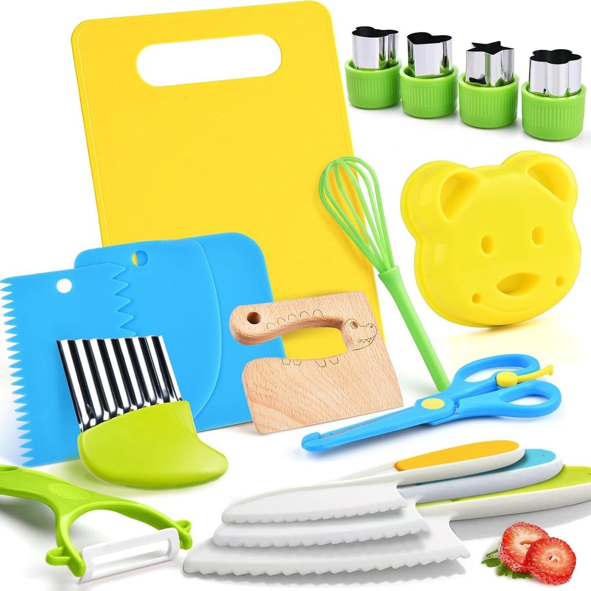 KUANGYE - Set De Cocina Para Niños Cuchillos Utensilios Montessori