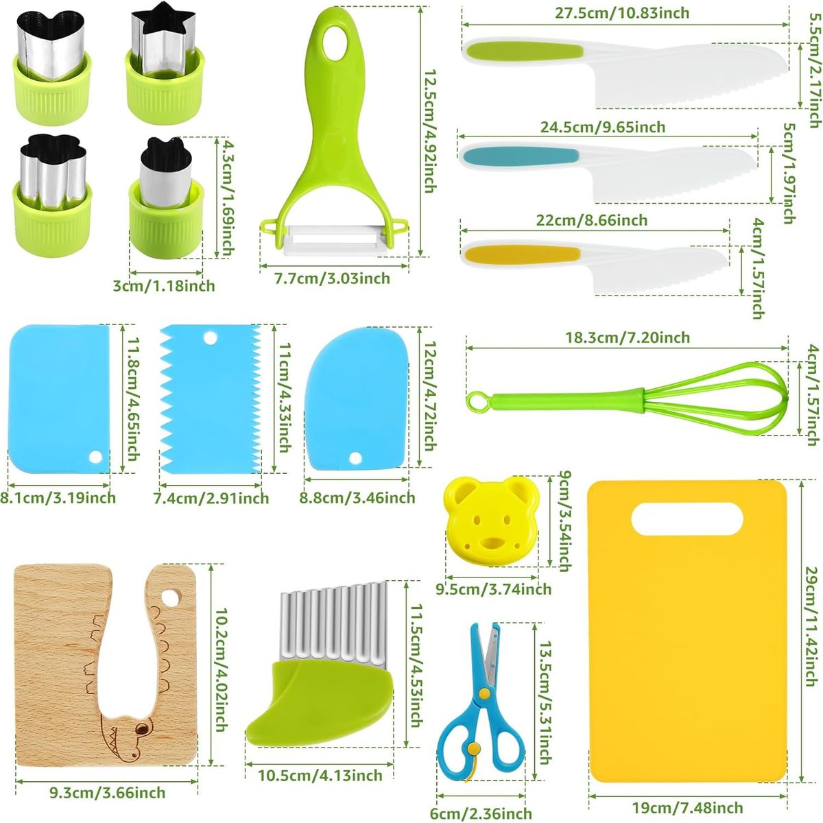KUANGYE - Set De Cocina Para Niños Cuchillos Utensilios Montessori