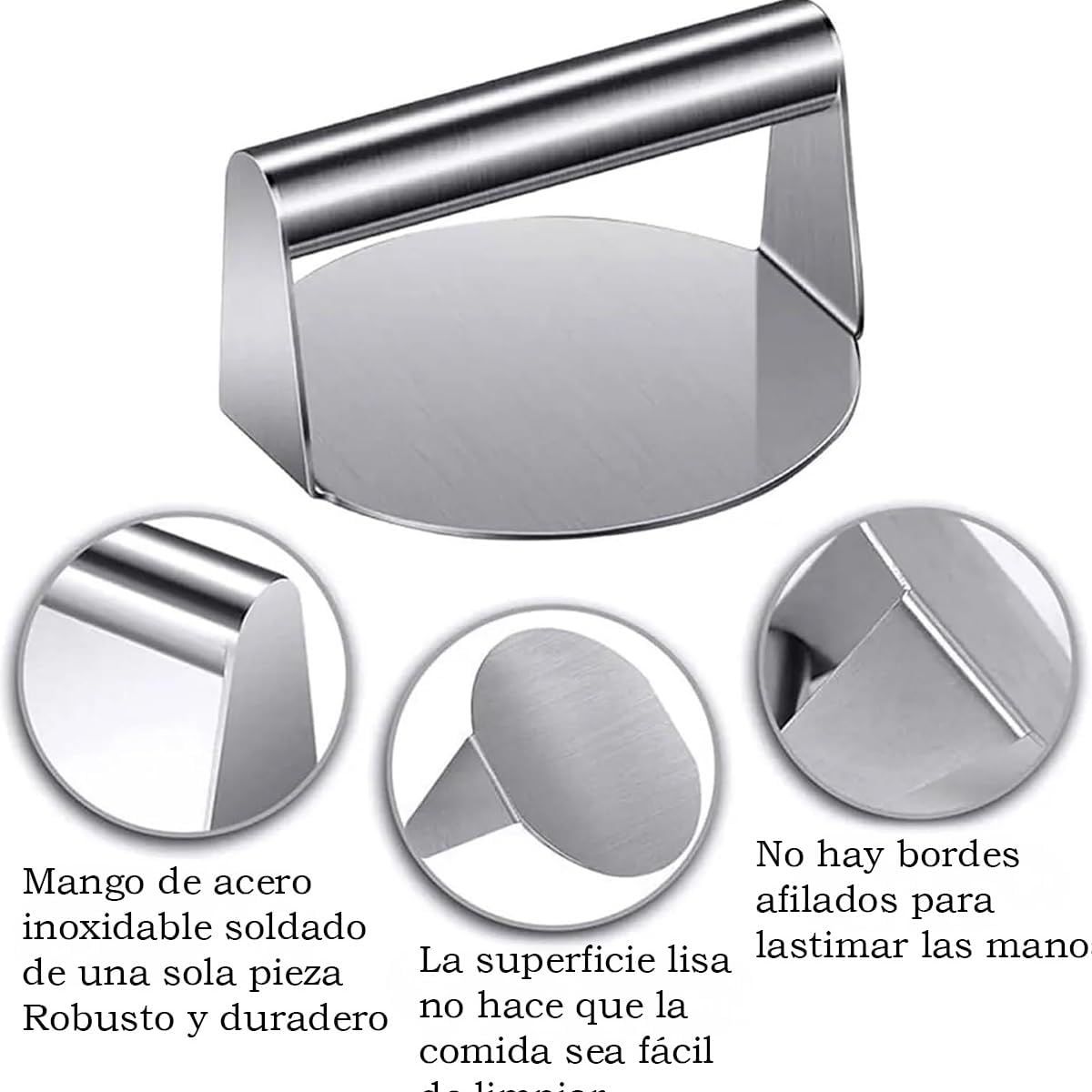 KUANGYE - Prensa para hamburguesas acero inoxidablepara plancha plana parrilla barbacoa herramienta cocina