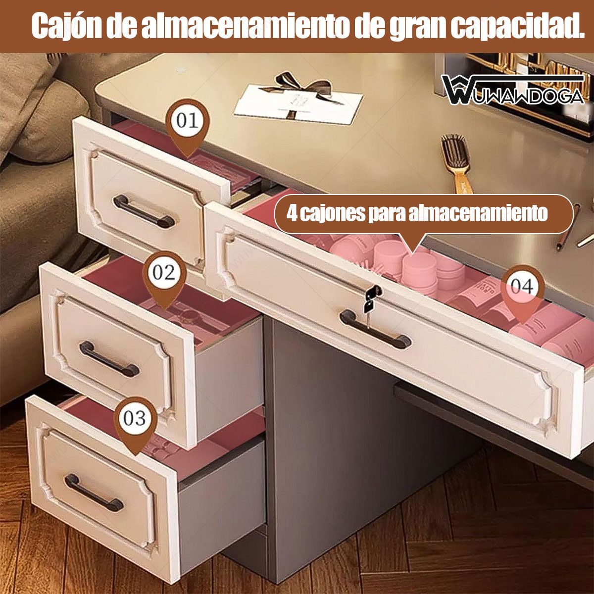 GENERICO - Tocador Sencillo Moderno Gris Con Espejo Led