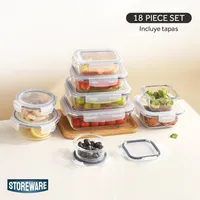 Set 9 Contenedores Herméticos Vidrio Microondas