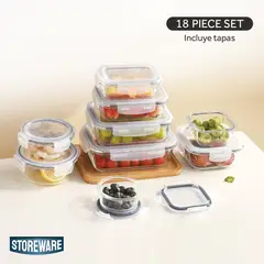 STOREWARE - Set 9 Contenedores Herméticos Vidrio Microondas