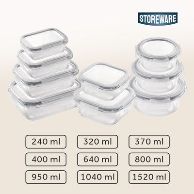 Imagen 2 del producto Set 9 Contenedores Herméticos Vidrio Microondas