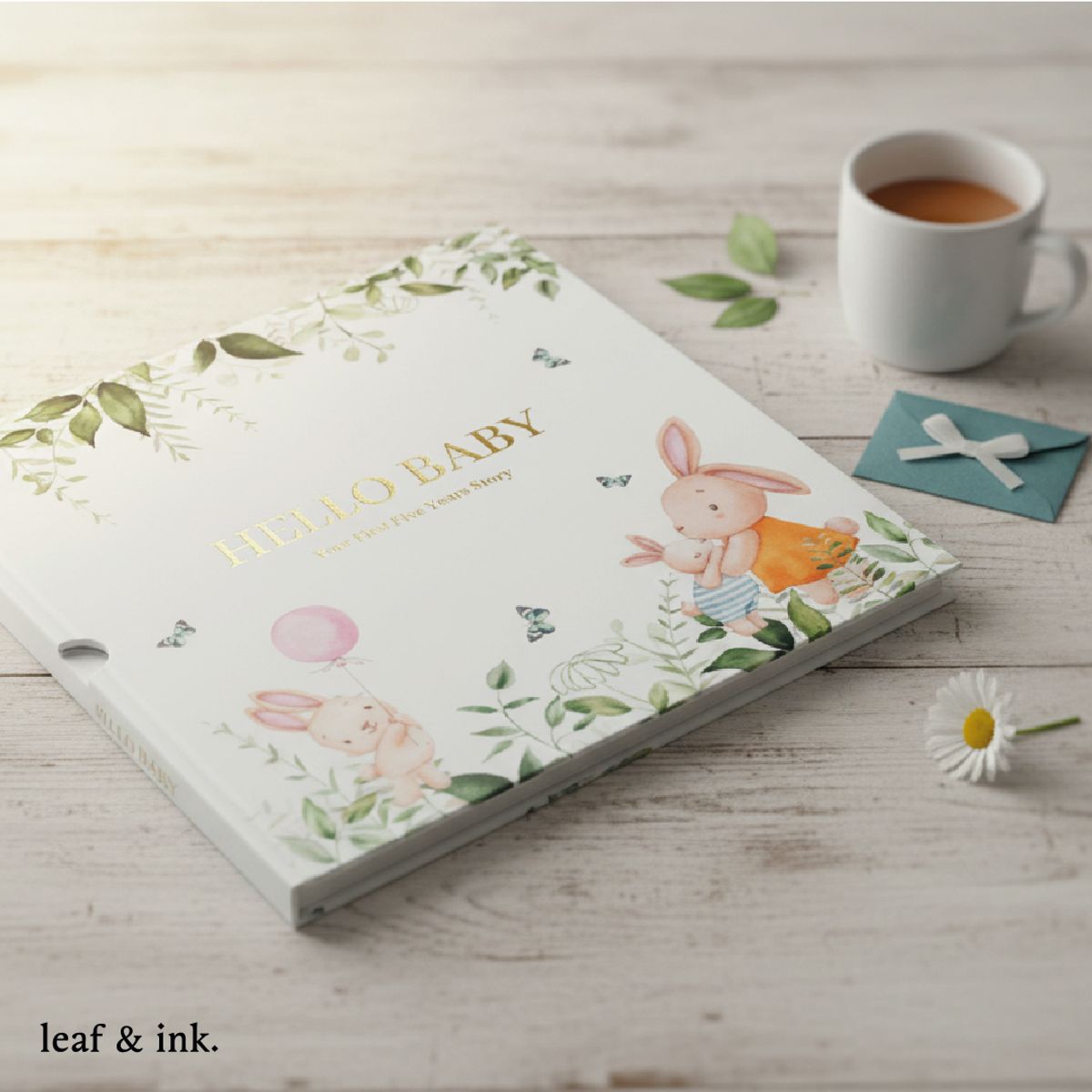 LEAF AND INK - Baby Book Libreta Libro Cuaderno Diario 54 hojas Leaf y Ink