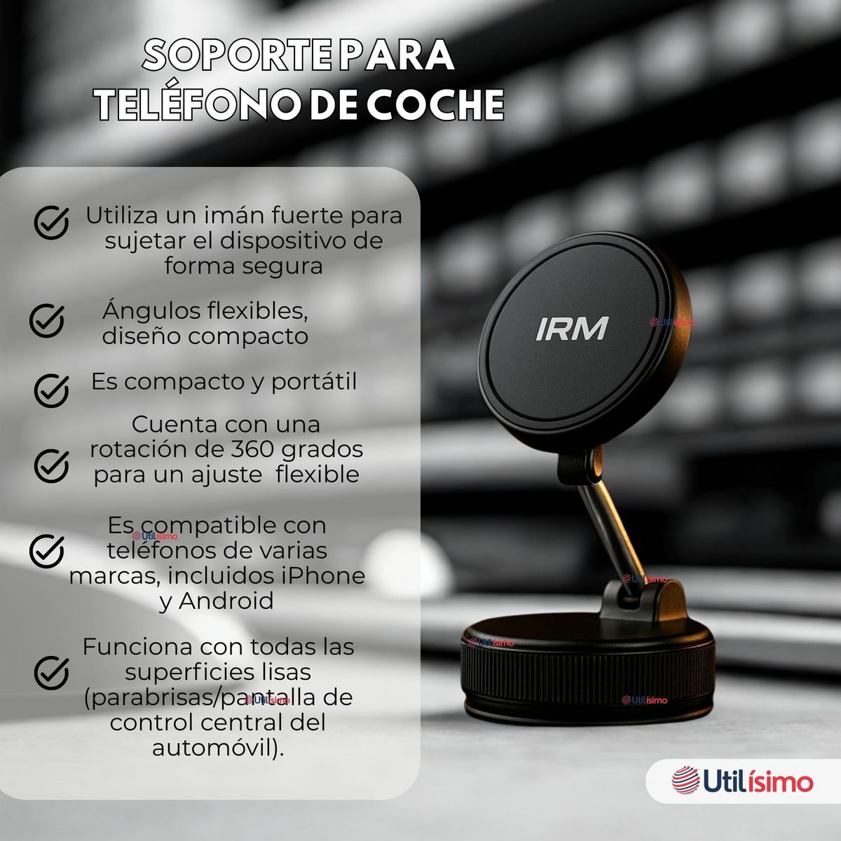 LINE - Soporte De Auto Celular Magnético Iphone Android Negro